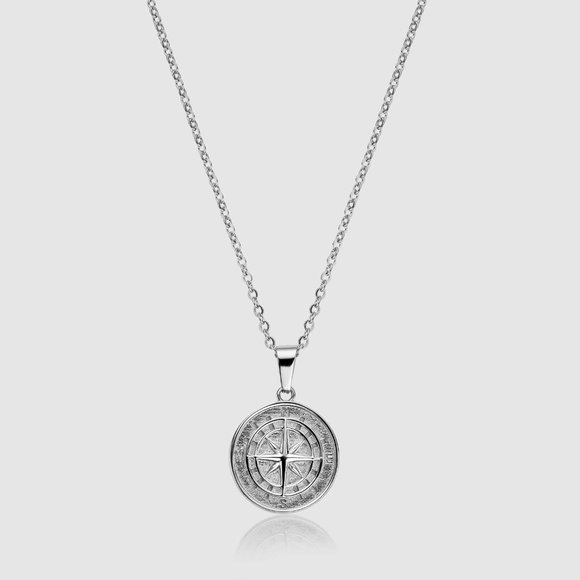 18k Gold Compass North Star Pendant Chain Mens Compass Necklace Gold Anchor GIFT - Picture 6 of 9